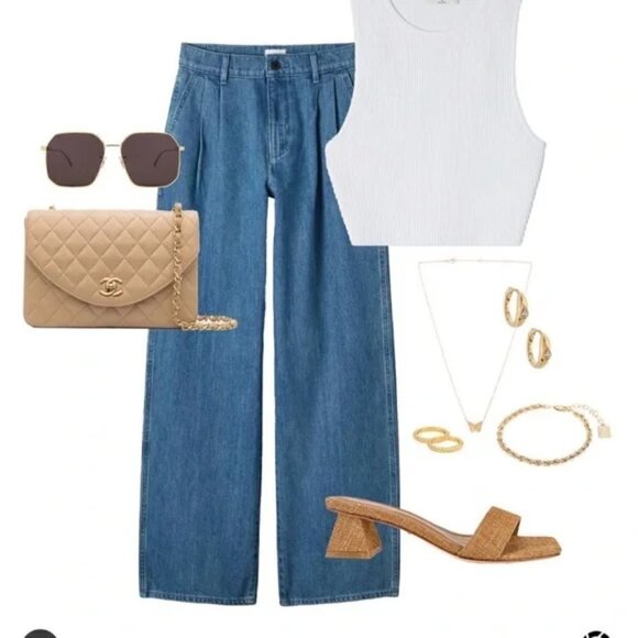 Aritzia Wilfred Free Jeans Sz 8 High Waist Wide Leg - Picture 1 of 15